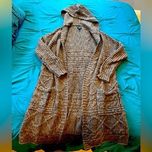 AEO long grey knit sweater with hood - SM